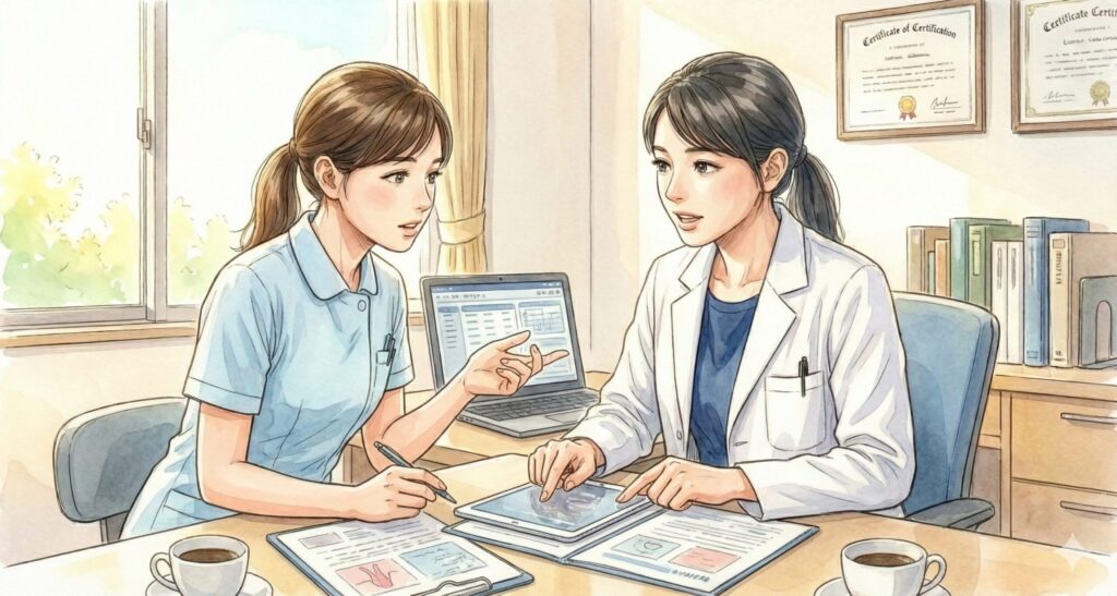 医師と看護師のディスカッション