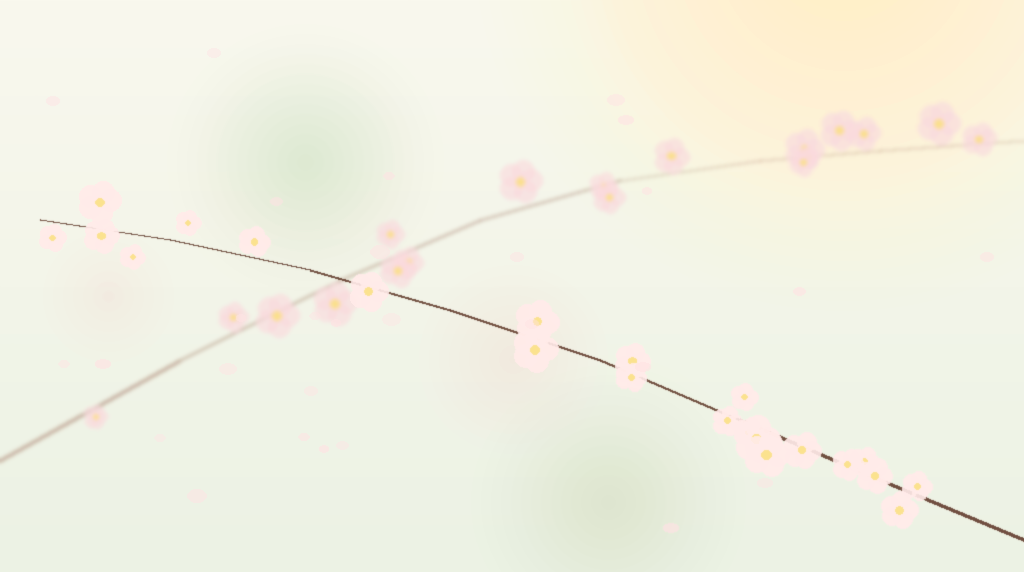 二本の桜の枝が手前と奥で重なる水彩画。医療と訪問看護の連携を象徴する朝の光のアイキャッチ
