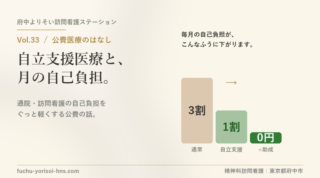 【Vol.33】自立支援医療とは？精神科訪問看護で月の自己負担を下げる仕組み｜府中市の精神科訪問看護