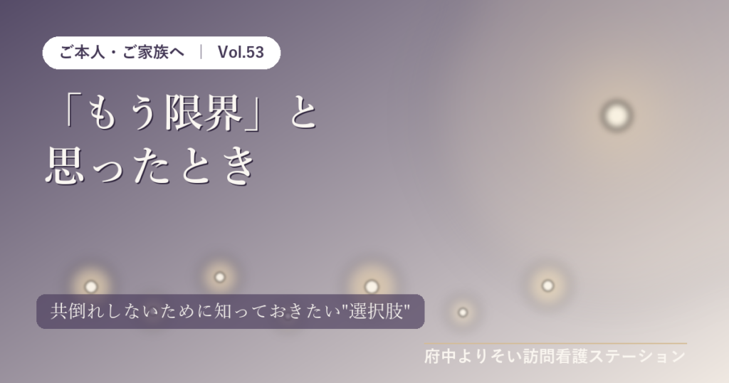 夜明けの光に向かう薄明のイメージ。家族が共倒れしないための選択肢を示すVol.53記事のアイキャッチ